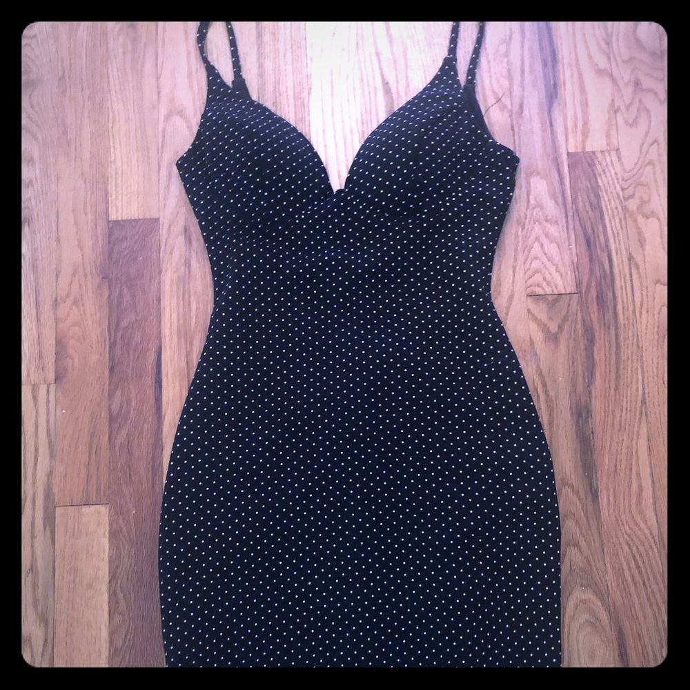 Low-cut Polka Dot Dress